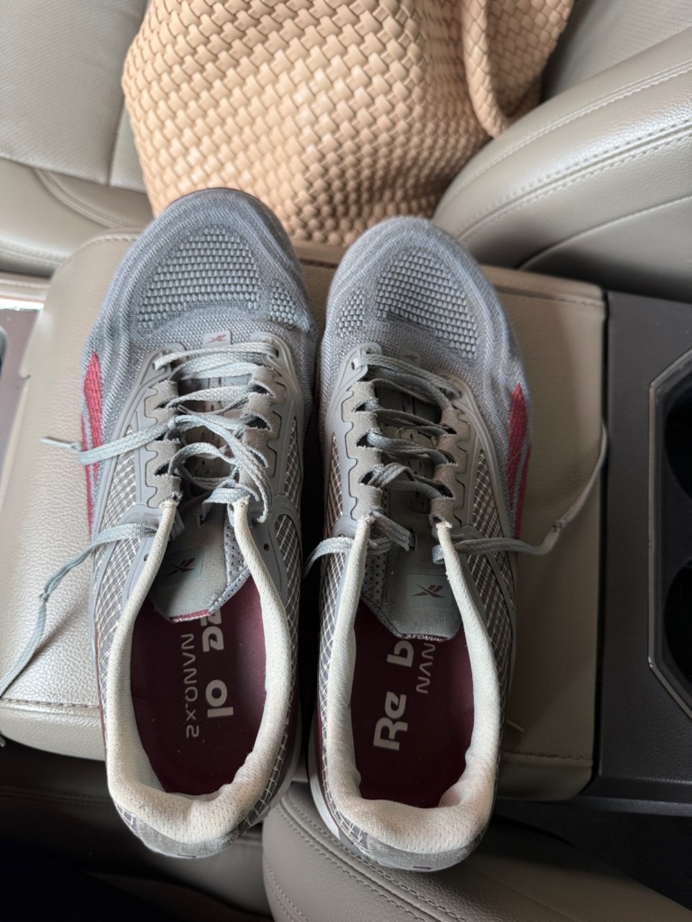Reebok Gray Sneakers with Red Side Detail